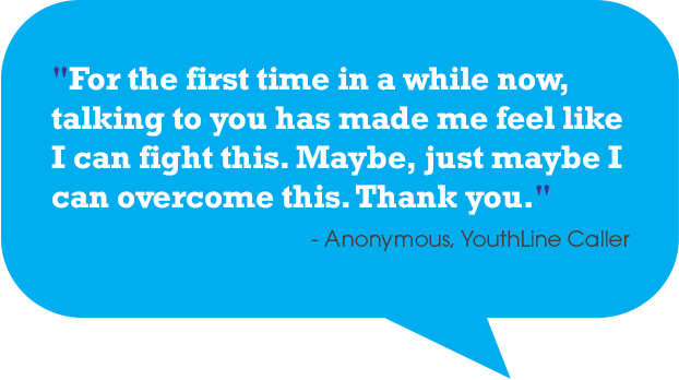 YouthLine Quote " I think that YouthLine is really<br />
important because it allow a nonjudgemental<br />
outlet for teens that<br />
have nowhere else to turn. "<br />
- Shelby, YouthLine Volunteer
